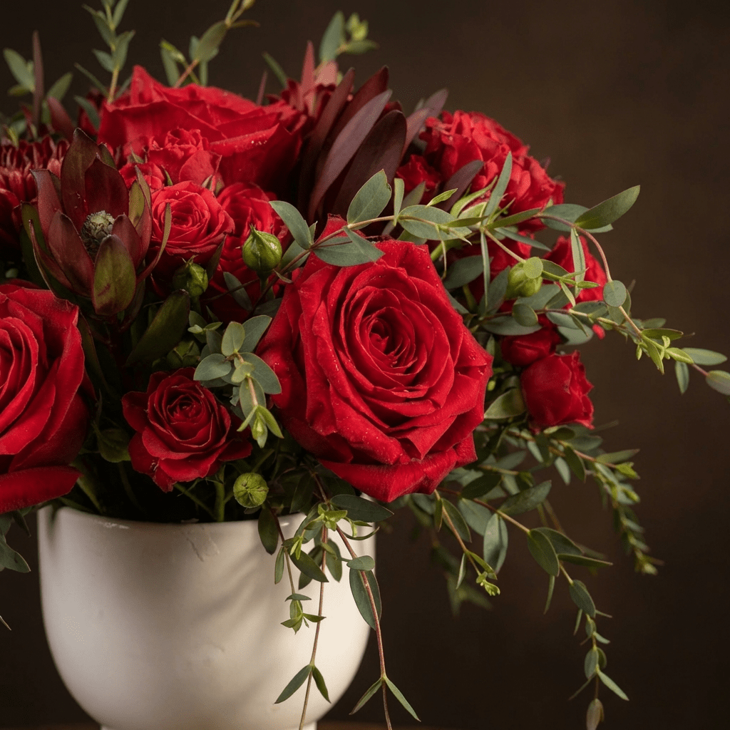 Crimson Kiss red roses - texture detail