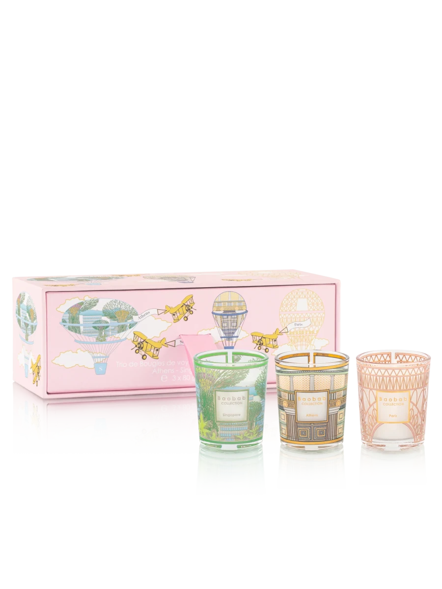 Baobab Collection: Trio Travel Candles Singapore-Athens-Paris