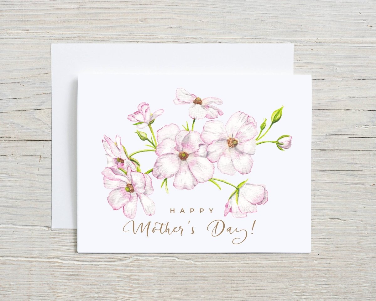 Mother's Day hand watercolor floral card, Pink Ranunculus
