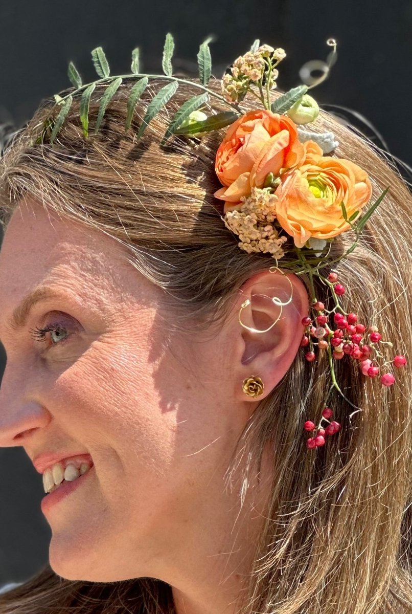 Floral Hair Clip Custom (Leave Colors in Notes) Large on Gold Wire