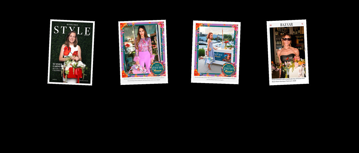 Designer Floral Purse featured in Beverly Hills Style, Gurus Beauty Awards, and Bazaar